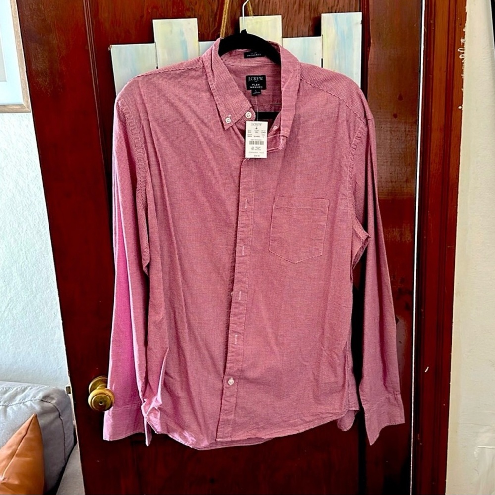 J. Crew Men's Red Plaid Dress Shirt